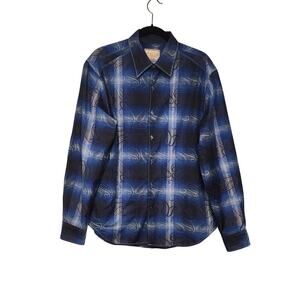 Vintage Italia Blue Paisley Floral Button-Down Shirt Size Large